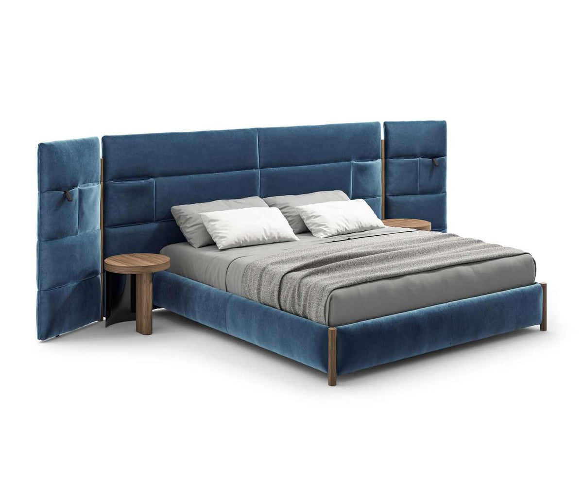 Bio-mbo bed by Cassina with upholstered headboard, storage pockets and modern design – Casa Design Group