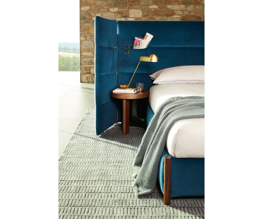 Bio-mbo bed by Cassina with upholstered headboard, storage pockets and modern design – Casa Design Group