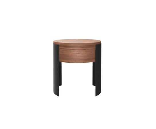 Bio-mbo bedside table by Cassina with circular design, drawer and aluminum sides – Casa Design Group