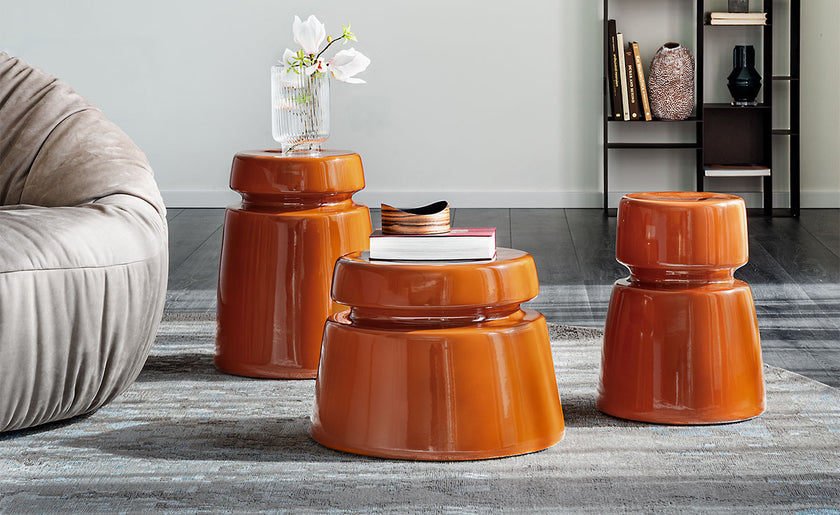 Bishop Coffee Table with sculptural ceramic form and handcrafted glazed finish by Cattelan Italia | Casa Design Group