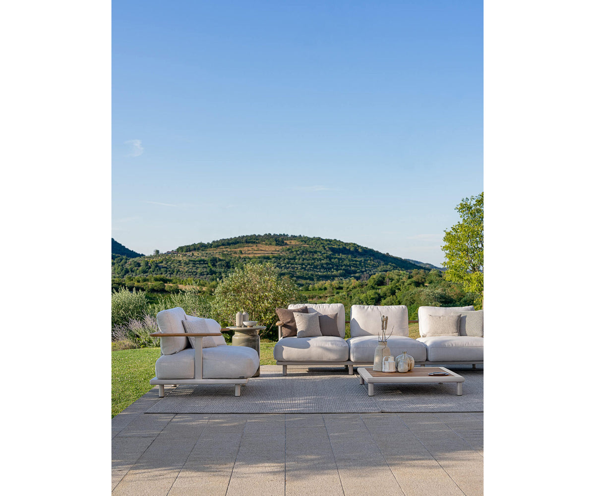Luxury Bliss 3-Seater Sofa by Atmosphera with Teak Armrests Casa Design Group