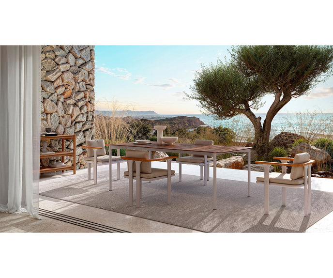 Luxury Bliss Dining Chair by Atmosphera with Teak Armrests Casa Design Group