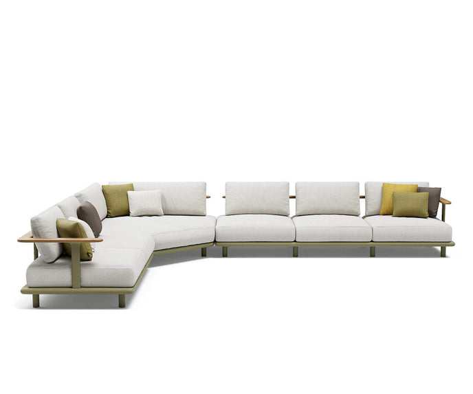 High-End Bliss Outdoor Sectional Sofa in Aluminum and Teak by Atmosphera Casa Design Group