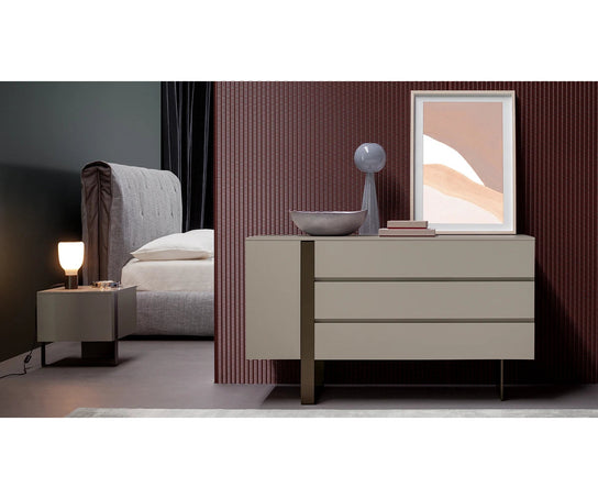 Luxury Antibes Nightstand by Bonaldo with Asymmetrical Metal Base | Casa Design Group