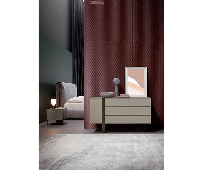 Luxury Antibes Nightstand by Bonaldo with Asymmetrical Metal Base | Casa Design Group