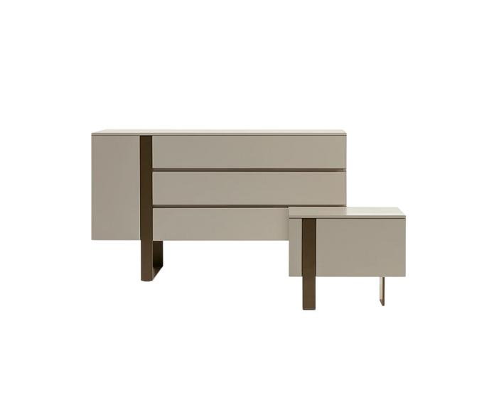 Luxury Antibes Nightstand by Bonaldo with Asymmetrical Metal Base | Casa Design Group
