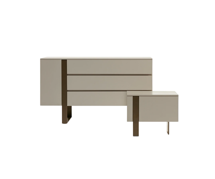 Luxury Antibes Nightstand by Bonaldo with Asymmetrical Metal Base | Casa Design Group