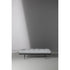 Bonaldo James upholstered bedroom bench with padded seat and painted metal base in a contemporary bedroom setting.