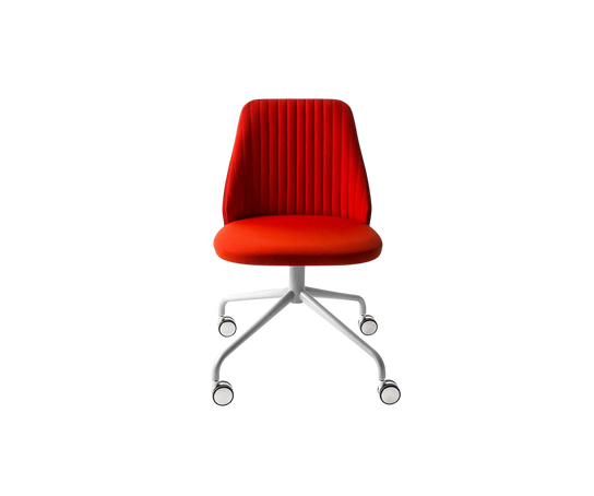 Break 1542 swivel chair by Bross with quilted upholstery and satin chromed base with casters Casa Design Group