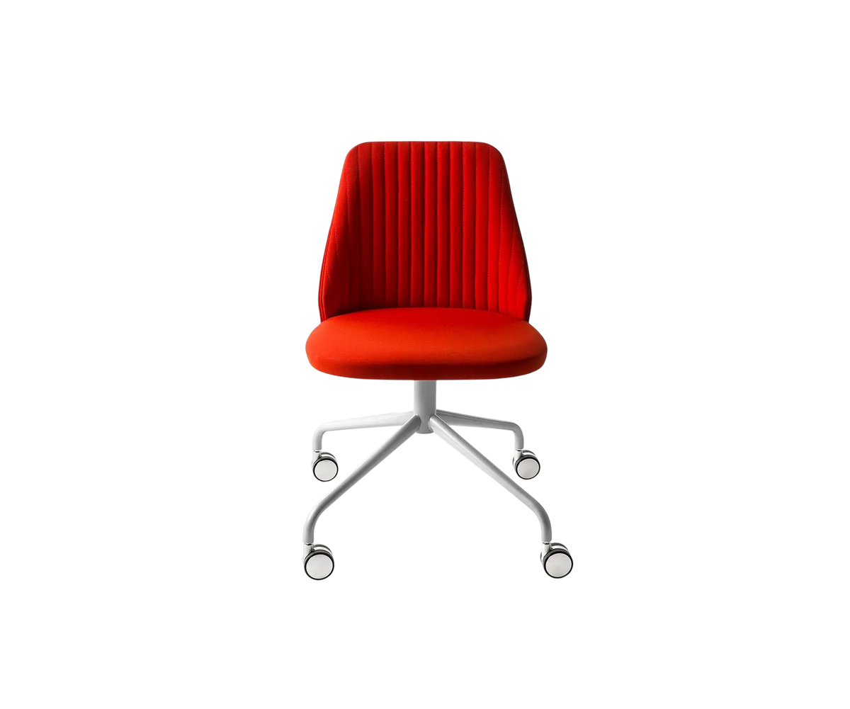Break 1542 swivel chair by Bross with quilted upholstery and satin chromed base with casters Casa Design Group