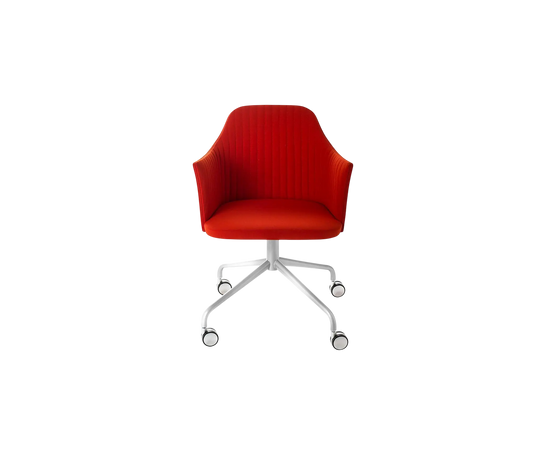 Break 1543 Swivel Chair by Bross with quilted upholstery and satin chromed metal base Casa Design Group