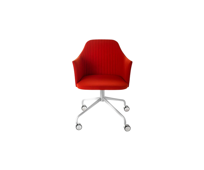 Break 1543 Swivel Chair by Bross with quilted upholstery and satin chromed metal base Casa Design Group