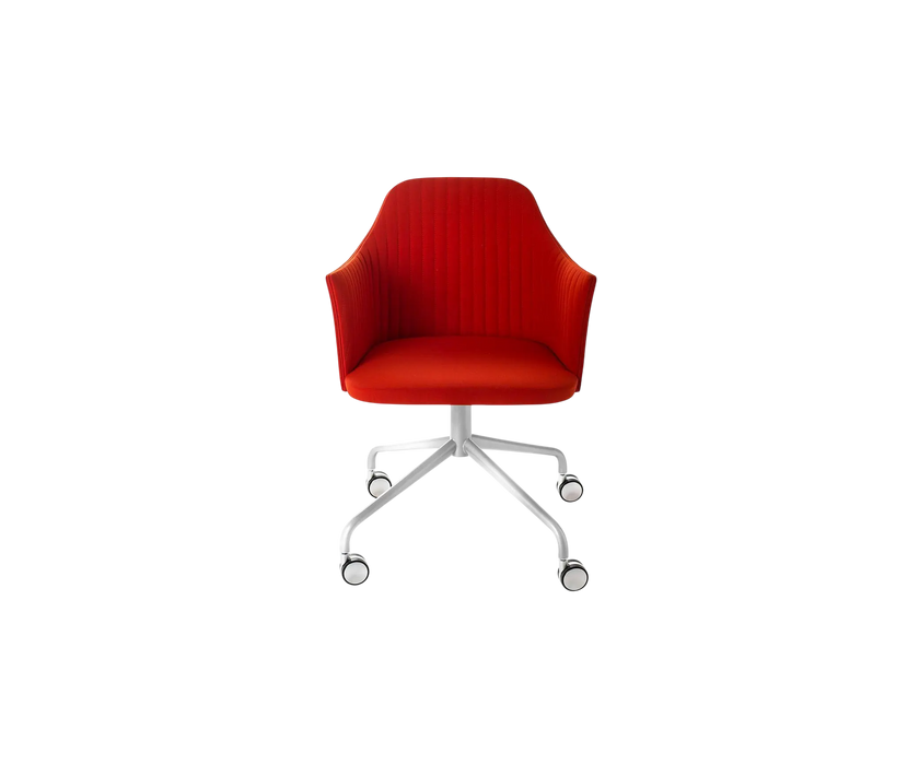 Break 1543 Swivel Chair by Bross with quilted upholstery and satin chromed metal base Casa Design Group