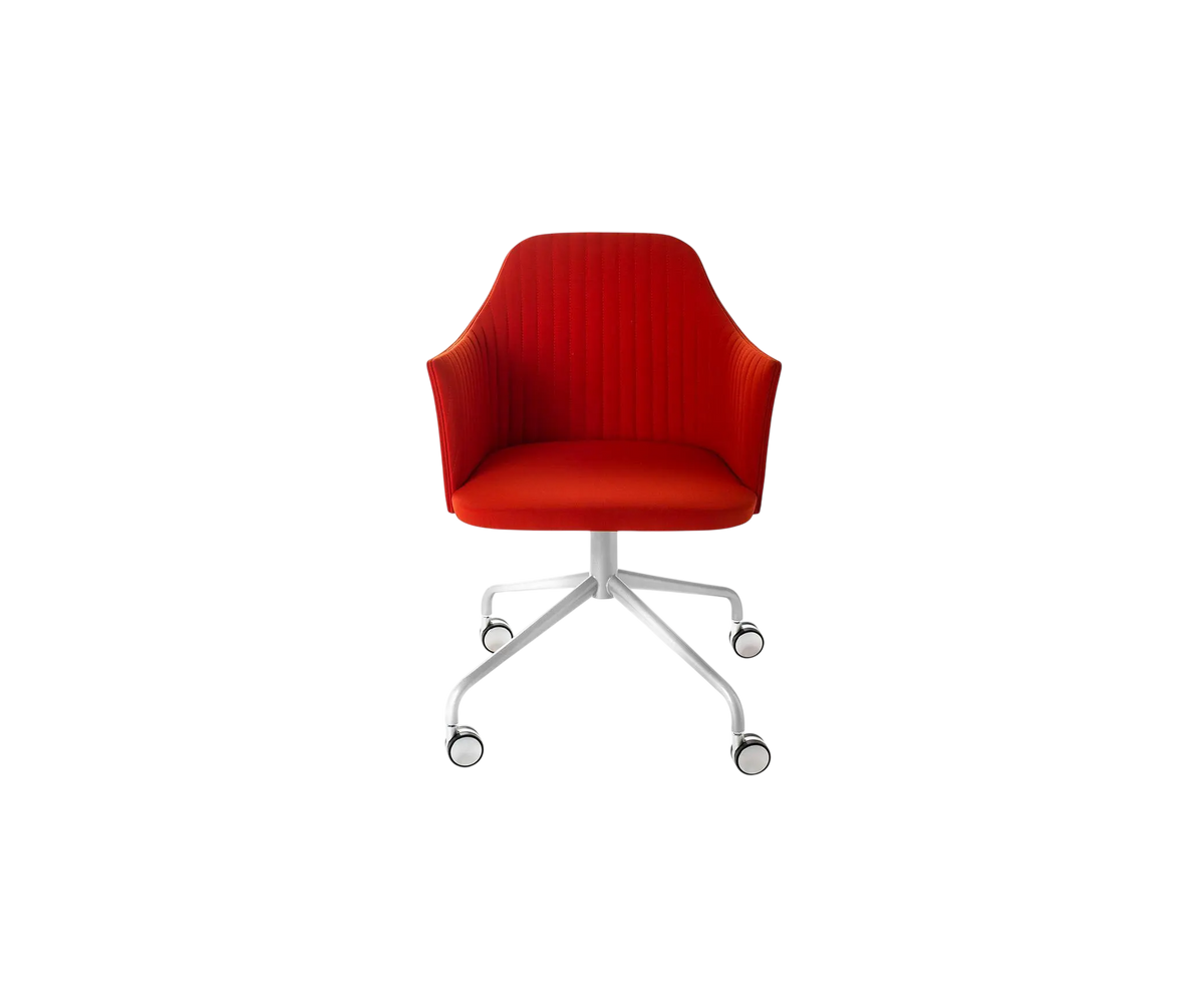 Break 1543 Swivel Chair by Bross with quilted upholstery and satin chromed metal base Casa Design Group