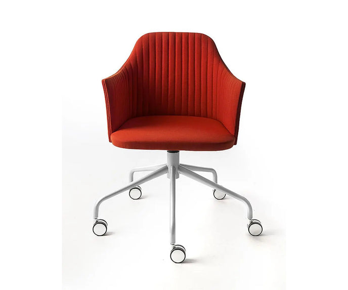 Break 1543 Swivel Chair by Bross with quilted upholstery and satin chromed metal base Casa Design Group