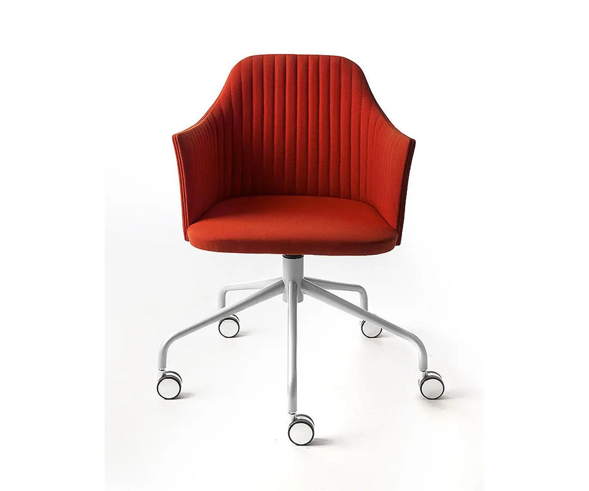 Break 1543 Swivel Chair by Bross with quilted upholstery and satin chromed metal base Casa Design Group