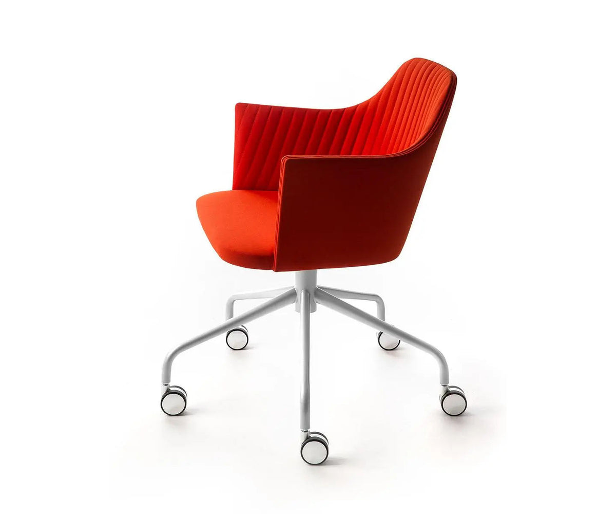 Break 1543 Swivel Chair by Bross with quilted upholstery and satin chromed metal base Casa Design Group