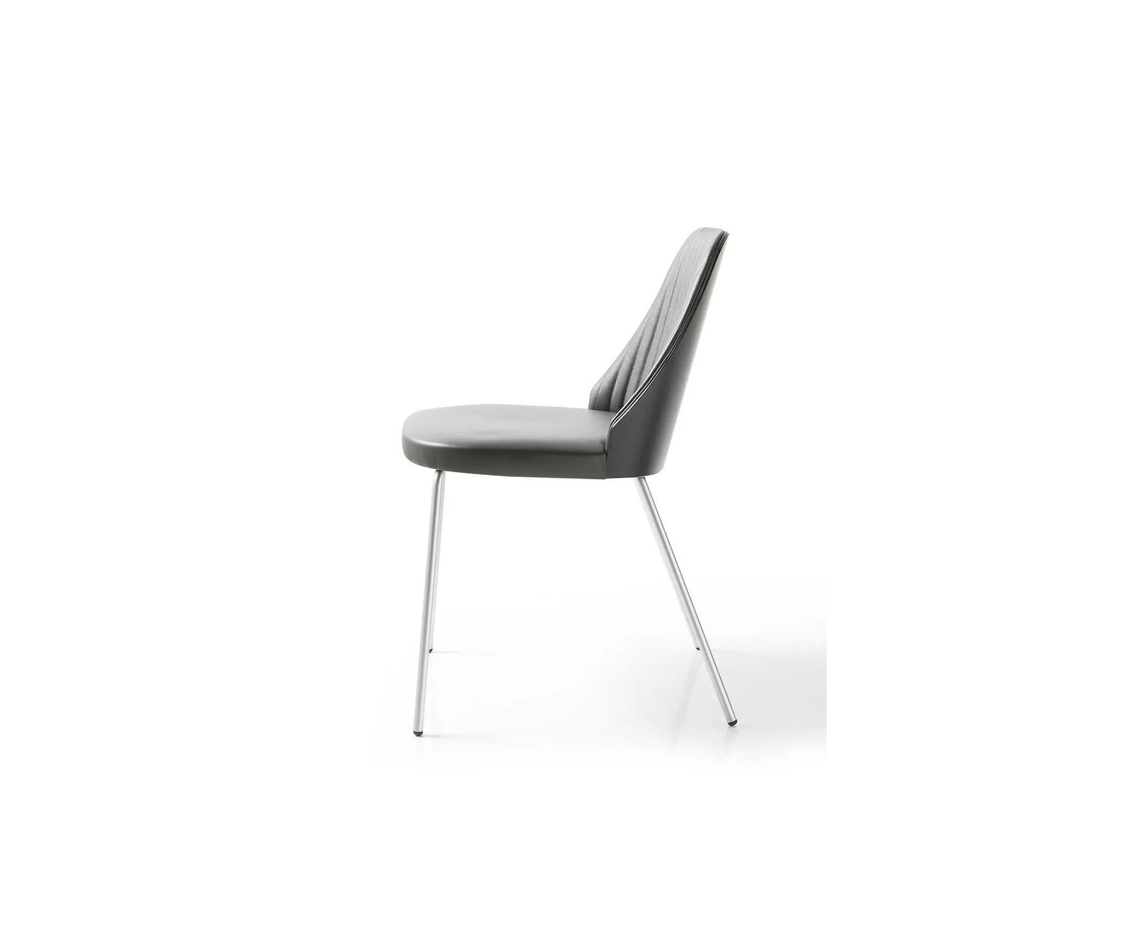 Break 1640 dining chair by Bross with quilted upholstery and satin chromed metal base Casa Design Group