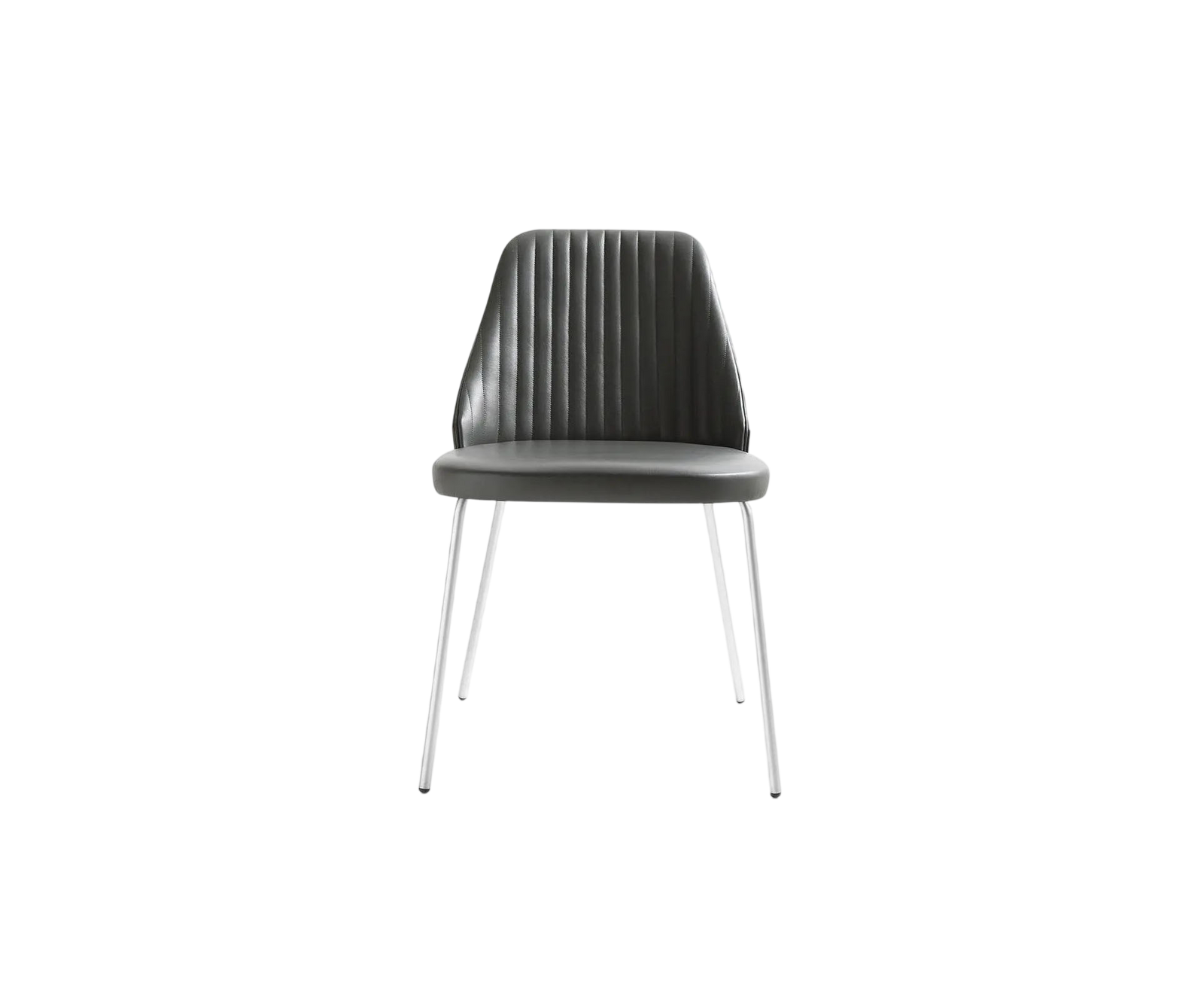 Break 1640 dining chair by Bross with quilted upholstery and satin chromed metal base Casa Design Group