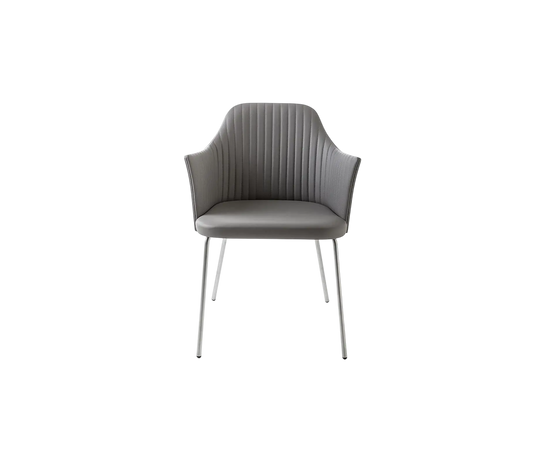 Break 1641 Dining Armchair by Bross with upholstered seat and satin chromed metal legs Casa Design Group