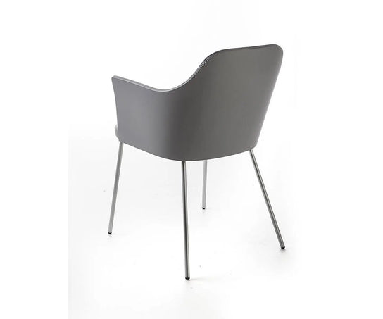 Break 1641 Dining Armchair by Bross with upholstered seat and satin chromed metal legs Casa Design Group