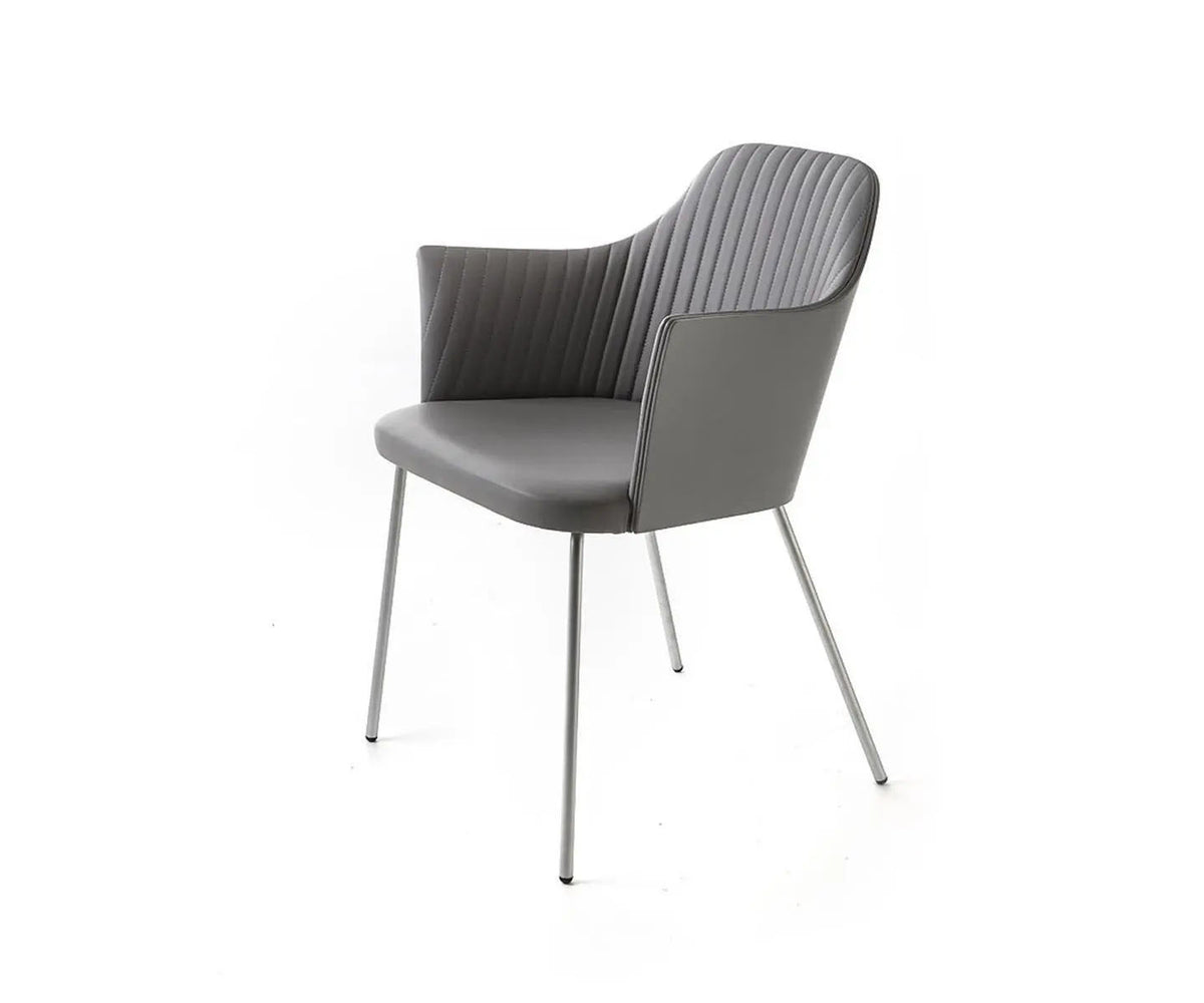 Break 1641 Dining Armchair by Bross with upholstered seat and satin chromed metal legs Casa Design Group
