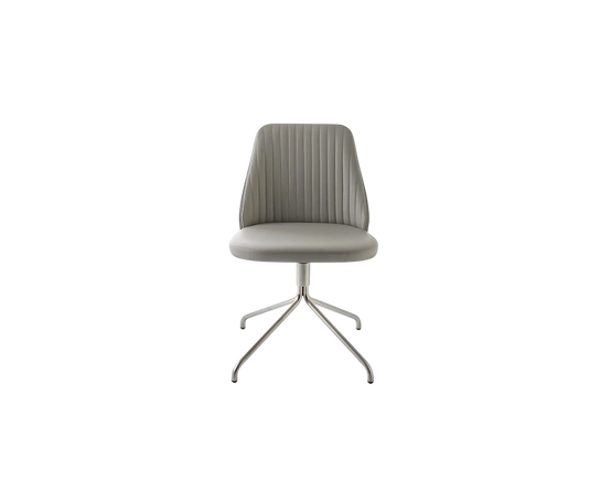 Break 1642 swivel chair by Bross with quilted upholstery and satin chromed metal base Casa Design Group