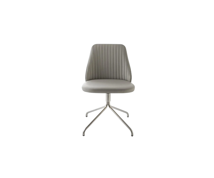 Break 1642 swivel chair by Bross with quilted upholstery and satin chromed metal base Casa Design Group