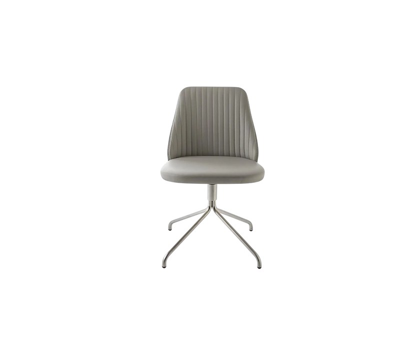 Break 1642 swivel chair by Bross with quilted upholstery and satin chromed metal base Casa Design Group