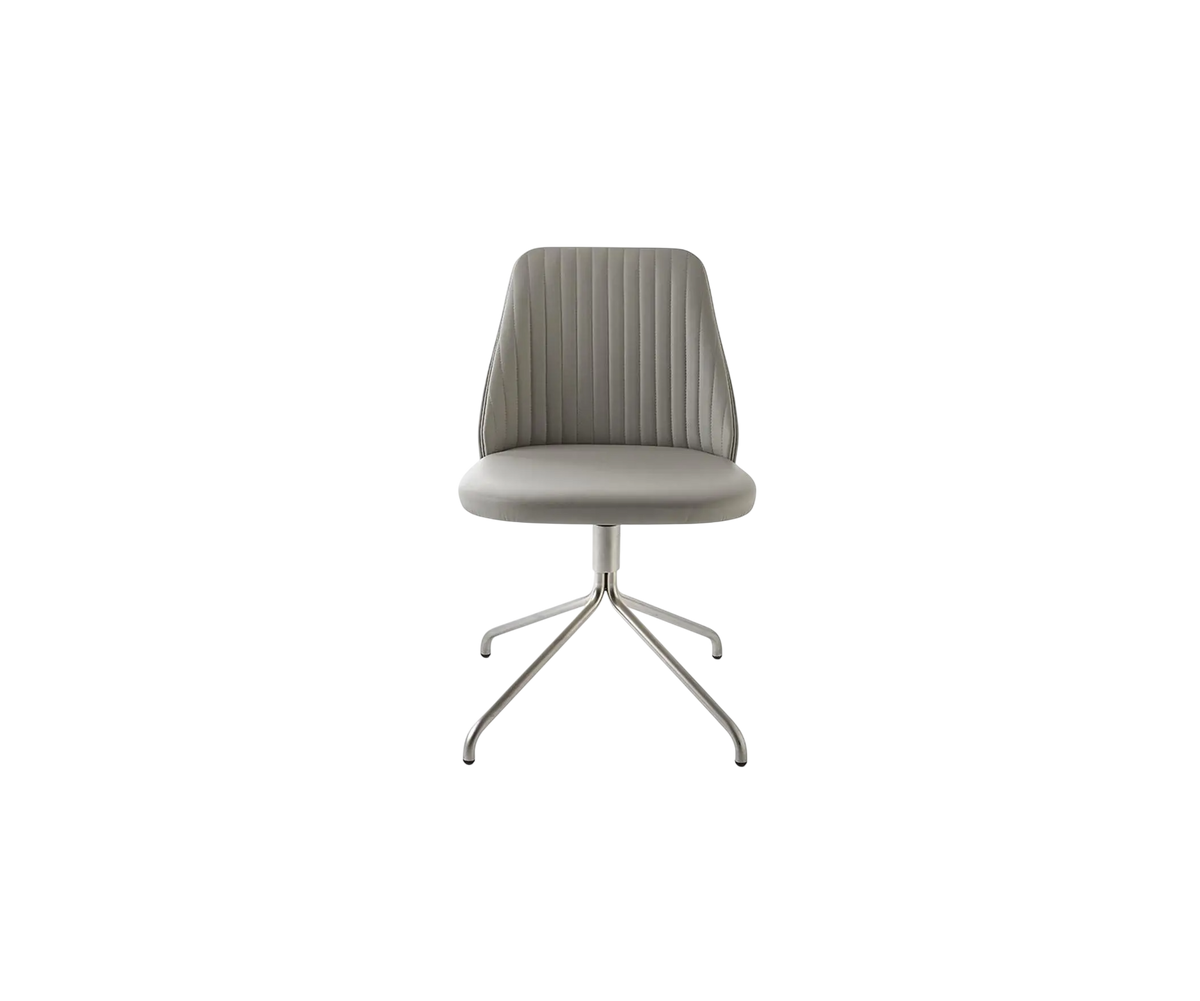 Break 1642 swivel chair by Bross with quilted upholstery and satin chromed metal base Casa Design Group