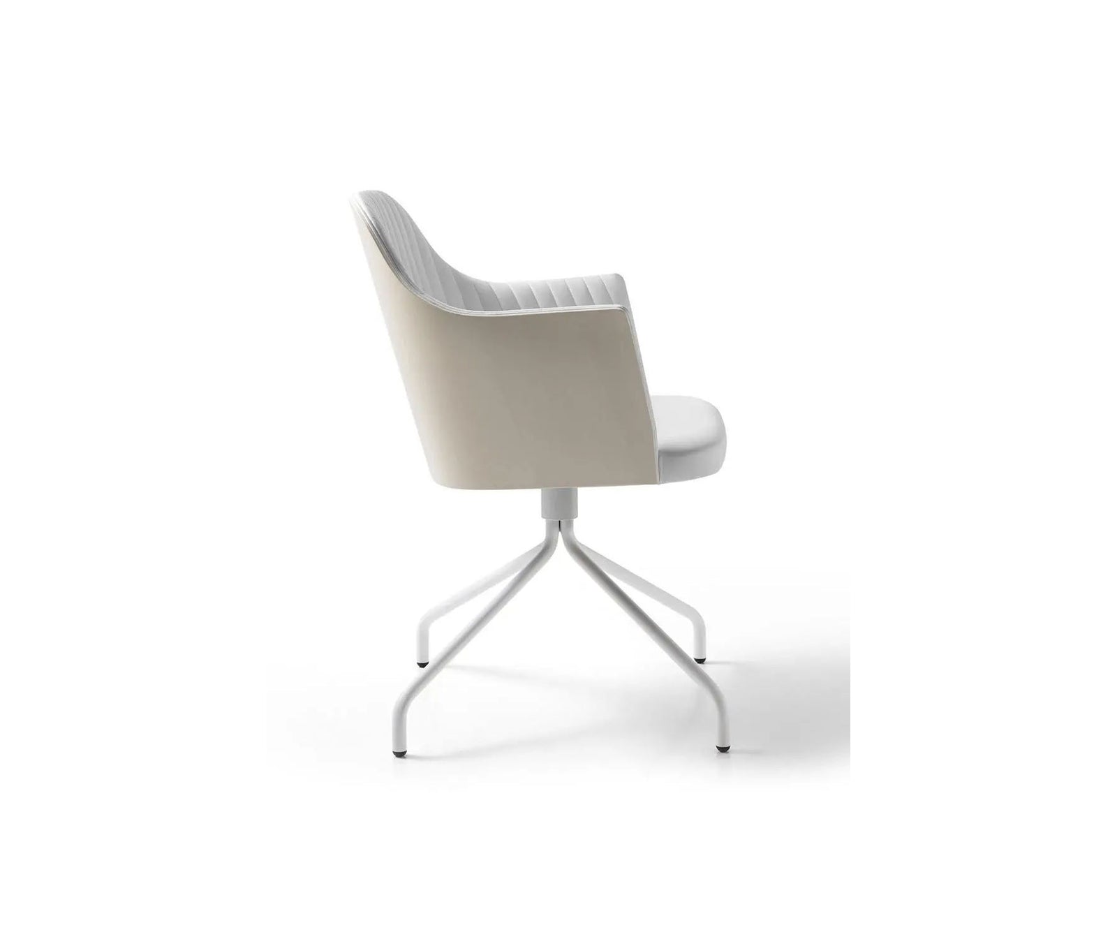 Break 1643 swivel armchair by Bross with quilted upholstery and satin chromed metal base Casa Design Group