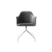 Break 1643 swivel armchair by Bross with quilted upholstery and satin chromed metal base Casa Design Group