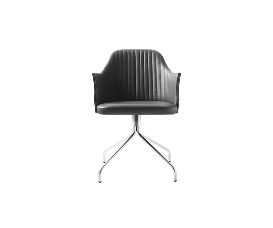 Break 1643 swivel armchair by Bross with quilted upholstery and satin chromed metal base Casa Design Group