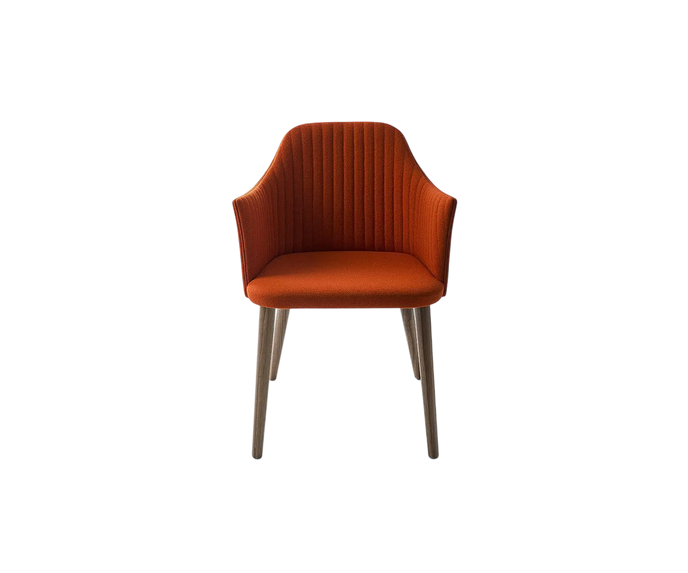 Break 1645 dining armchair by Bross with quilted upholstery and beechwood legs Casa Design Group