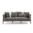 Burton Sofa by Frigerio featuring a solid ashwood frame, angled legs, and a sophisticated leather and fabric upholstery combination | Casa Design Group