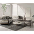 Burton Sofa by Frigerio featuring a solid ashwood frame, angled legs, and a sophisticated leather and fabric upholstery combination | Casa Design Group