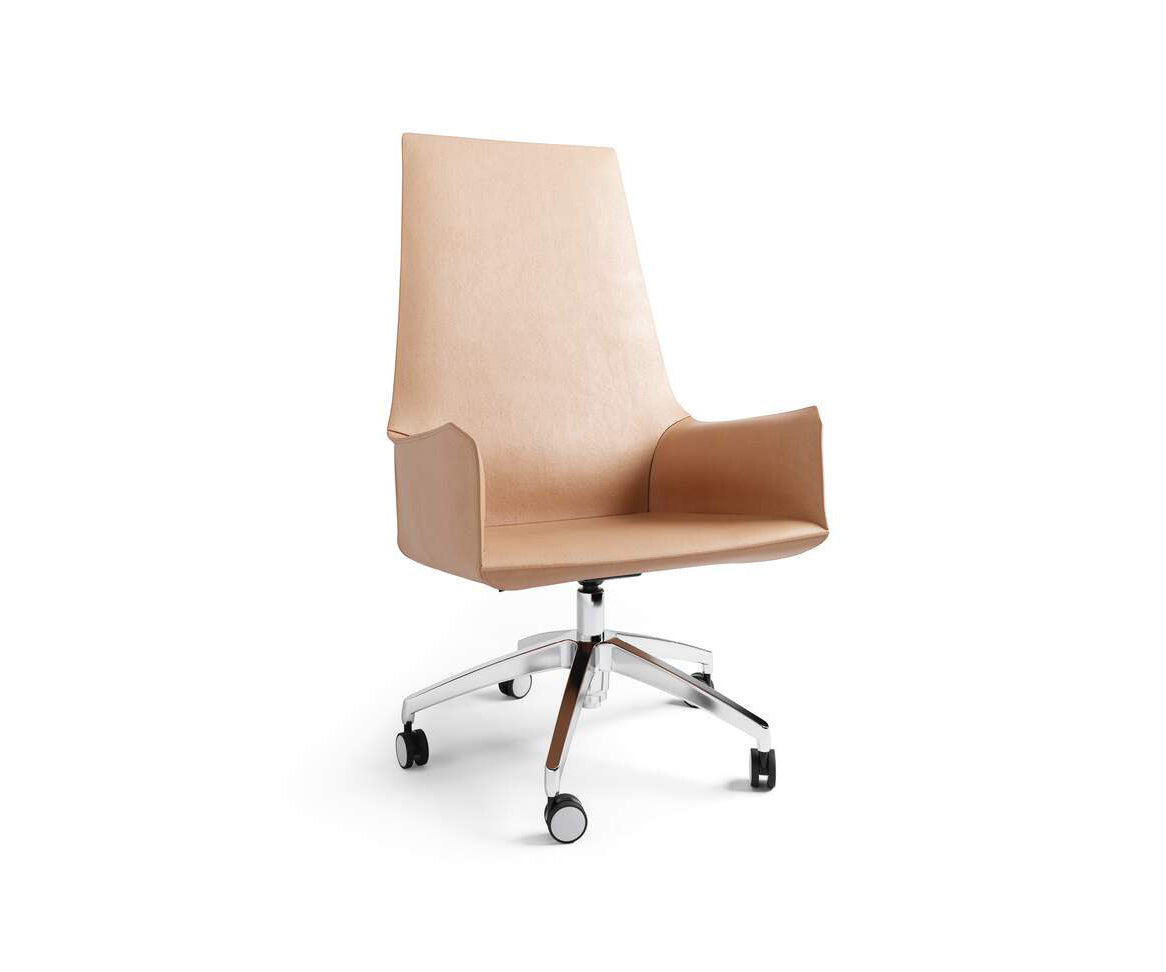 Iconic Cassina Cab Office Pro President Chair in Saddle-Hide by Mario Bellini Casa Design Group