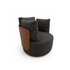 Calin Swivel Armchair by Porada with Canaletta walnut frame and upholstered seat | Casa Design Group