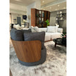 Calin Swivel Armchair by Porada with Canaletta walnut frame and upholstered seat | Casa Design Group