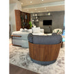 Calin Swivel Armchair by Porada with Canaletta walnut frame and upholstered seat | Casa Design Group