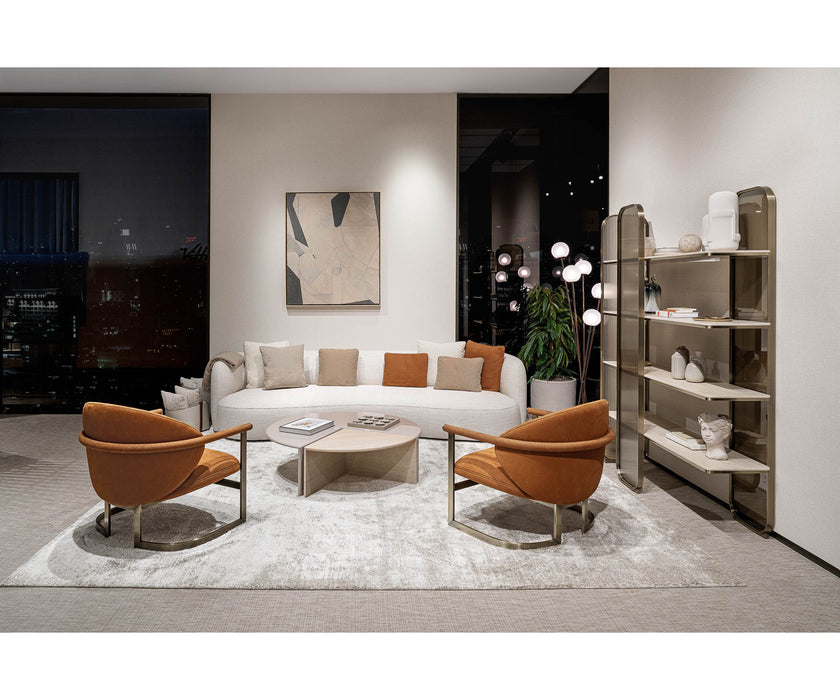 Giselle Plus Bookcase by Capital with Rounded Metal Frame and Bronzed Fluted Glass | Casa Design Group