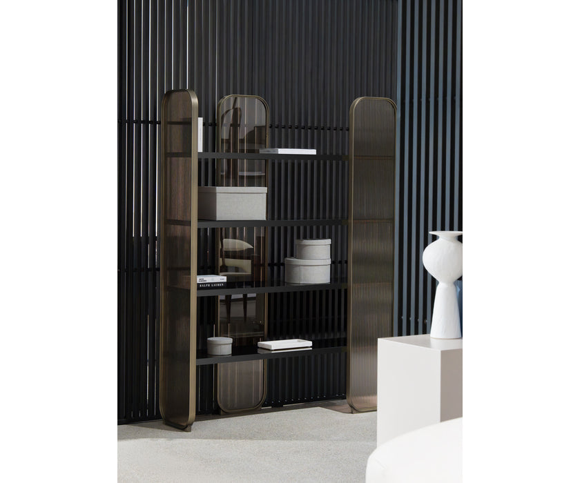 Giselle Plus Bookcase by Capital with Rounded Metal Frame and Bronzed Fluted Glass | Casa Design Group