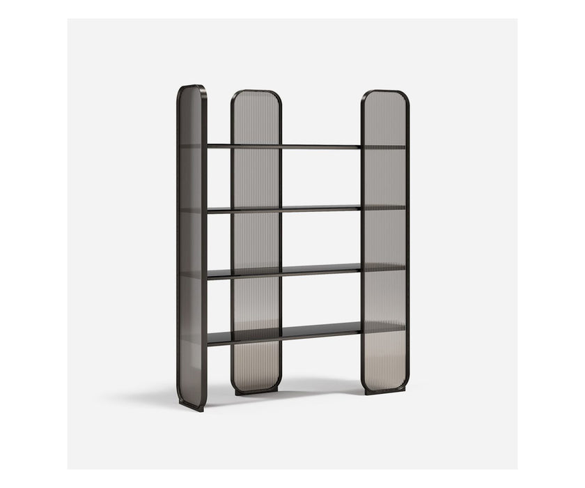 Giselle Plus Bookcase by Capital with Rounded Metal Frame and Bronzed Fluted Glass | Casa Design Group