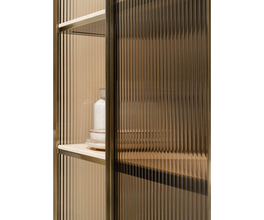 Giselle Plus Bookcase by Capital with Rounded Metal Frame and Bronzed Fluted Glass | Casa Design Group