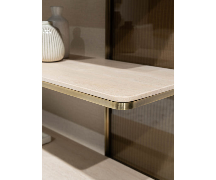 Giselle Plus Bookcase by Capital with Rounded Metal Frame and Bronzed Fluted Glass | Casa Design Group
