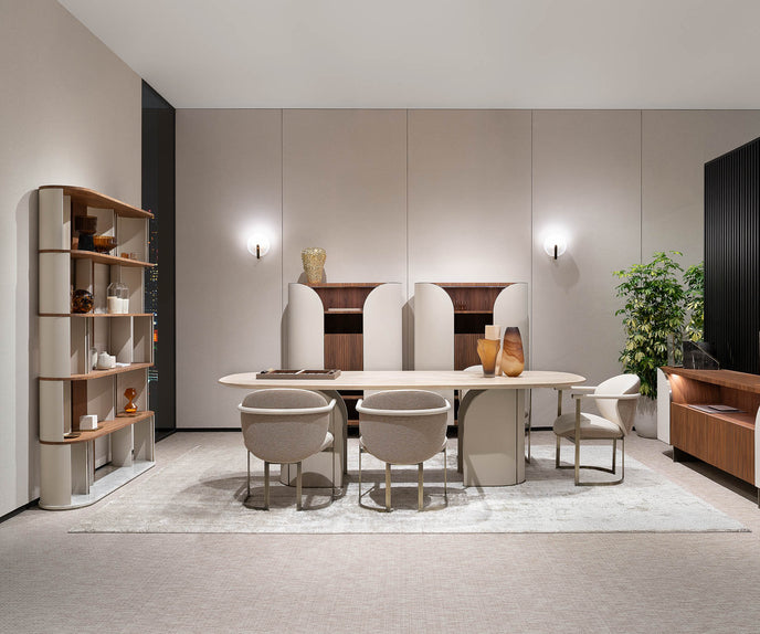 Sipario Bookcase by Capital with Marble Base and Leather Panels | Casa Design Group