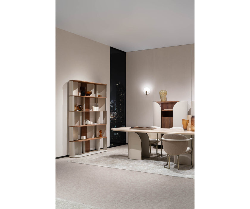 Sipario Bookcase by Capital with Marble Base and Leather Panels | Casa Design Group