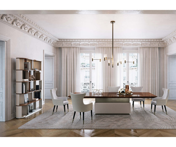 Sipario Bookcase by Capital with Marble Base and Leather Panels | Casa Design Group