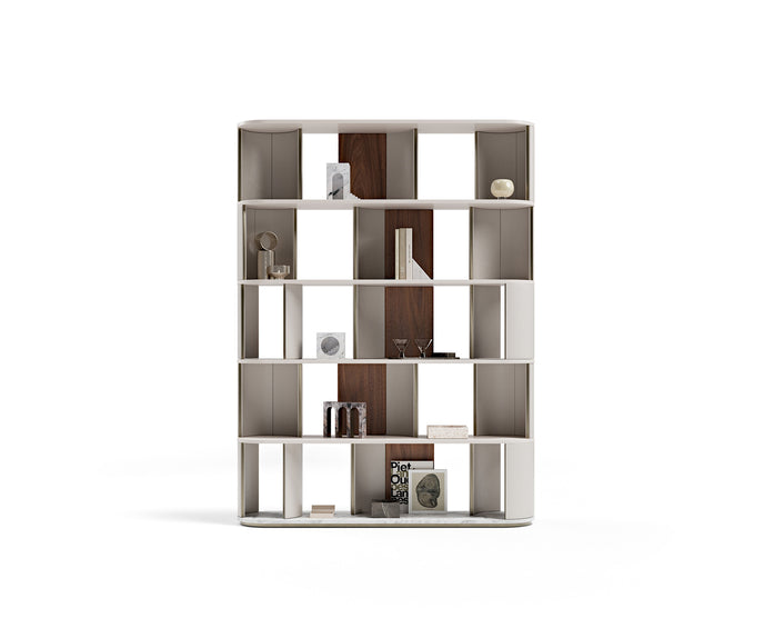 Sipario Bookcase by Capital with Marble Base and Leather Panels | Casa Design Group