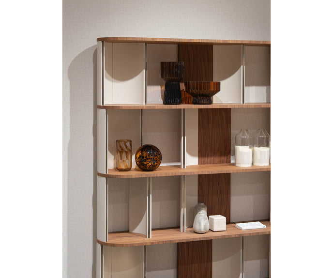 Sipario Bookcase by Capital with Marble Base and Leather Panels | Casa Design Group